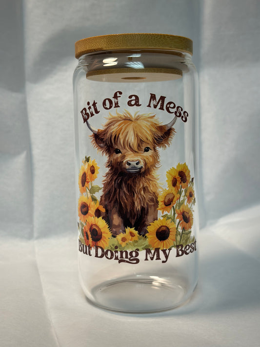 Bit Of A Mess 16oz Glass Cup